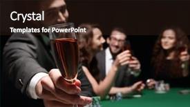  Presentation with poker - PPT layouts with gamble - poker player with a glass background and a wine colored foreground