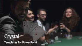  Presentation with poker chips - Amazing slide set having gambler man in casino sitting backdrop and a dark gray colored foreground