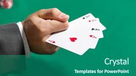  Presentation with gambling addiction - Colorful presentation theme enhanced with gambler shows poker cards 4 backdrop and a ocean colored foreground