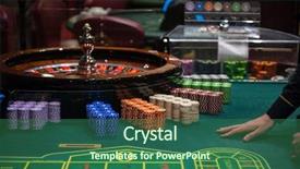  Presentation with poker chips - Slides having gambling and entertainment concept - roulette background and a ocean colored foreground