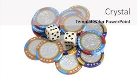  Presentation with gambling - Theme enhanced with gambling chips and dice on white background background and a white colored foreground