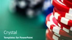  Presentation with gambling - Cool new slides with gambling-chips-stacks-on-green backdrop and a ocean colored foreground
