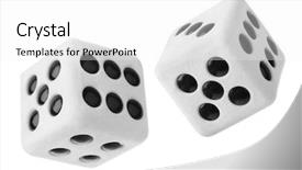  Presentation with gambling - Colorful slide deck enhanced with gambling dices isolated on white backdrop and a white colored foreground