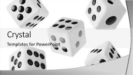  Presentation with gambling - Theme having gambling dices isolated on white background and a light gray colored foreground
