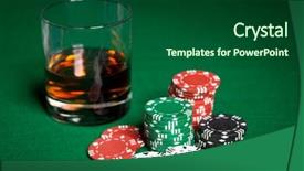  Presentation with gambling - PPT theme consisting of gambling fortune game and entertainment background and a forest green colored foreground