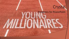  Presentation with running - Colorful PPT layouts enhanced with gambling free - young millionaires written on running backdrop and a coral colored foreground