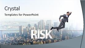  Presentation with risk - Colorful presentation enhanced with gambling market - businessman in risk concept walking backdrop and a sky blue colored foreground