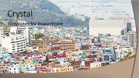  Presentation with south indian culture - Amazing slide deck having gamcheon culture village busan south backdrop and a light blue colored foreground