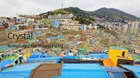  Presentation with korea - Cool new slide deck with gamcheon culture village busan south backdrop and a coral colored foreground