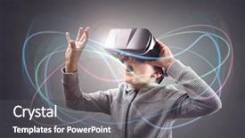  Presentation with virtual reality - Cool new presentation design with game - boy experiencing using a virtual backdrop and a dark gray colored foreground