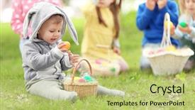  Presentation with easter basket - Cool new presentation theme with game - cute little boy with basket backdrop and a yellow colored foreground