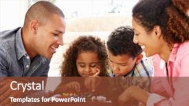  Presentation with race - Audience pleasing slide set consisting of game - mixed race family playing solitaire backdrop and a tawny brown colored foreground