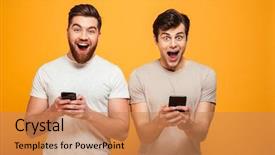  Presentation with yellow - PPT theme enhanced with game - portrait of a two delighted background and a coral colored foreground