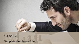  Presentation with young business man - Presentation theme with game - young business man playing chess background and a mint green colored foreground