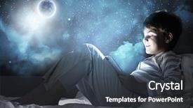  Presentation with bed - Audience pleasing presentation theme consisting of game addict - cute boy sitting in bed backdrop and a dark gray colored foreground