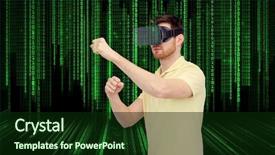  Presentation with virtual technology - Presentation theme enhanced with game and fighting over binary background and a  colored foreground