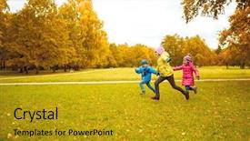  Presentation with kids playing - Presentation having game and running in park background and a gold colored foreground