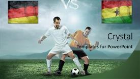  Presentation with soccer field - Presentation design having game between germany and ghana background and a light blue colored foreground