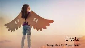  Presentation with dreams - Amazing slides having sky kid with the wing backdrop and a coral colored foreground