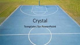  Presentation with basketball blue - Presentation design having game board circle - aerial view on outdoor blue background and a  colored foreground