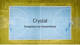  Presentation with basketball blue - Presentation featuring game board circle - aerial view on outdoor blue background and a  colored foreground