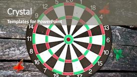  Presentation with dartboard - Colorful slide deck enhanced with game board circle - dartboard on wood wall miss backdrop and a gray colored foreground