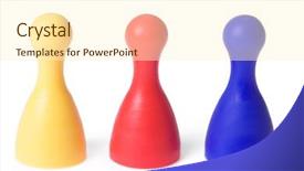  Presentation with color bubbles - Theme having business meeting purple - color pawn on white background background and a cream colored foreground