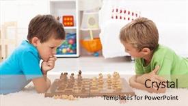  Presentation with board game - Audience pleasing theme consisting of game board - kids playing chess laying backdrop and a coral colored foreground