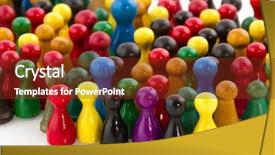  Presentation with crowd - Amazing slides having game board - many colorful pawns backdrop and a tawny brown colored foreground