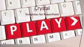  Presentation with play - Slide deck featuring technology game - play word on white keyboard background and a lemonade colored foreground