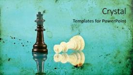  Presentation with chess pieces - Cool new presentation theme with game board - vintage photo of chess pieces backdrop and a seafoam green colored foreground