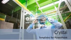  Presentation with generated image fractal geometry chaos - Slide deck with game center virtual reality - digital composite of digitally generated background and a  colored foreground