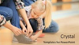  Presentation with club - Amazing slide deck having game change - family changing shoes in bowling backdrop and a coral colored foreground
