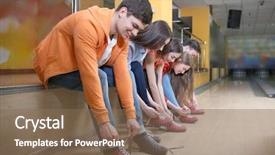  Presentation with bowling - Cool new theme with game change - group of young people changing backdrop and a violet colored foreground