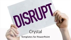  Presentation with background - Slide set with game changer - disrupt placard isolated on white background and a white colored foreground