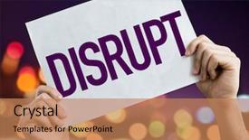  Presentation with game changer - Colorful presentation design enhanced with game changer - disrupt placard with night lights backdrop and a coral colored foreground