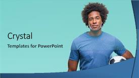  Presentation with grunge american football field - Amazing slide deck having game clue - afro american man holding football backdrop and a arctic colored foreground