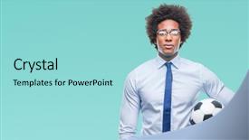  Presentation with manager thinking - Theme having game clue - afro american manager man holding background and a arctic colored foreground