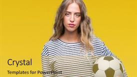  Presentation with blonde holding magnifying glass - PPT layouts featuring game clue - beautiful young blonde woman holding background and a  colored foreground