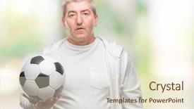  Presentation with multi sports soccer football basketball - Presentation theme enhanced with game clue - handsome senior man holding soccer background and a lemonade colored foreground