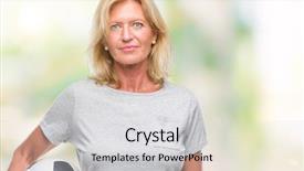  Presentation with blonde holds a magnifying glass - Amazing PPT theme having game clue - middle age blonde woman holding backdrop and a light gray colored foreground