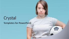  Presentation with down syndrom - Colorful theme enhanced with game clue - young adult woman with down backdrop and a  colored foreground