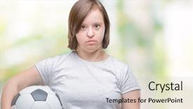  Presentation with down syndrom - Slides enhanced with game clue - young adult woman with down background and a  colored foreground