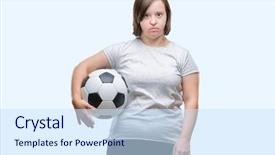  Presentation with down syndrome - Theme having game clue - young adult woman with down background and a  colored foreground