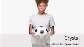  Presentation with african american women in computer - Slide deck enhanced with game clue - young african american woman holding background and a light gray colored foreground