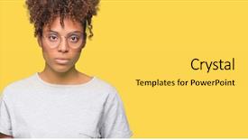  Presentation with american football - Audience pleasing presentation theme consisting of game clue - young african american woman holding backdrop and a yellow colored foreground