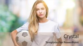  Presentation with blonde holding magnifying glass - Slides having game clue - young beautiful blonde woman holding background and a  colored foreground