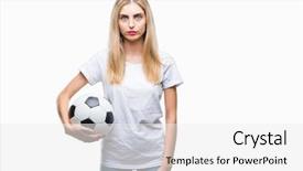  Presentation with blonde holds a magnifying glass - Colorful presentation enhanced with game clue - young beautiful blonde woman holding backdrop and a  colored foreground