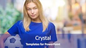  Presentation with soccer coaching - Audience pleasing presentation consisting of game clue - young caucasian woman holding soccer backdrop and a  colored foreground