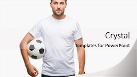  Presentation with soccer - Audience pleasing presentation theme consisting of game clue - young handsome man holding soccer backdrop and a white colored foreground